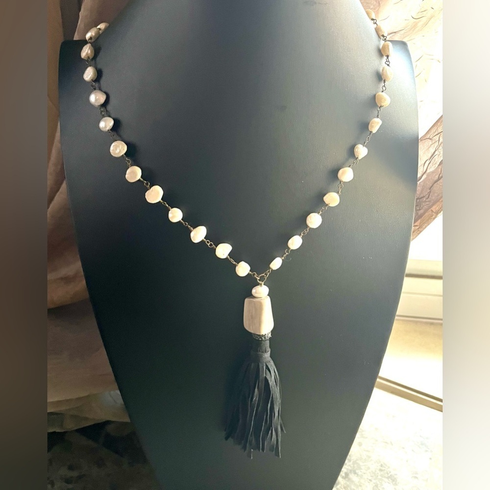 Black Tassel Freshwater Baroque Pearl Necklace